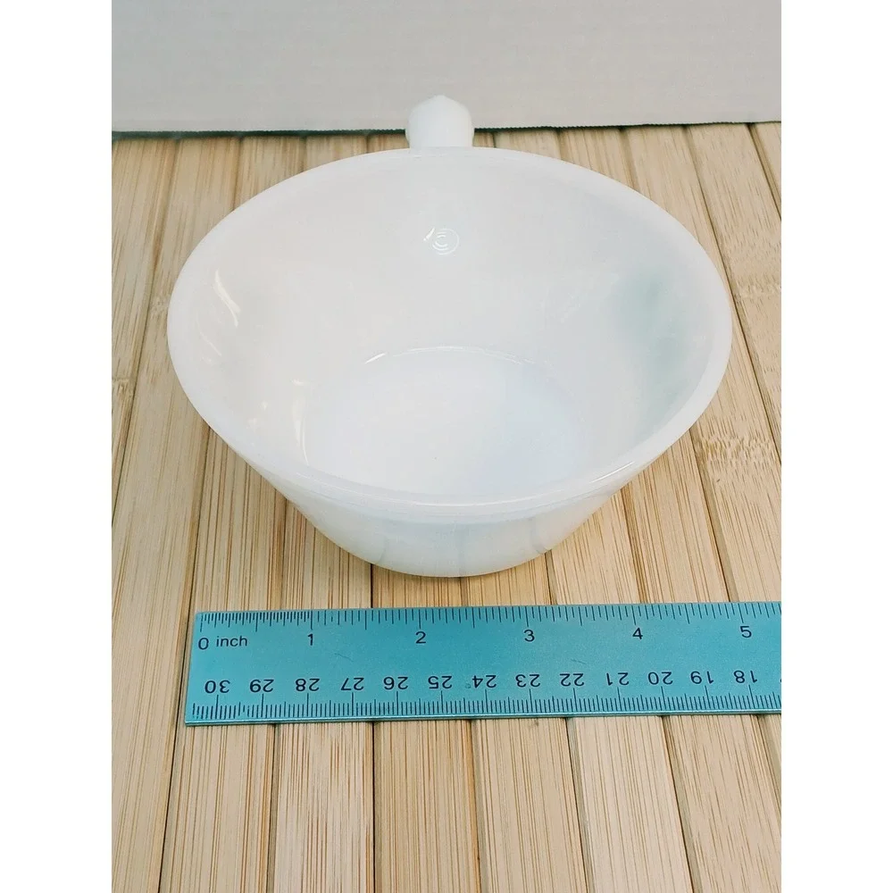 Vintage Fire-King Meadow Green Milk Glass Chili Soup Bowls with Handles Set of 2